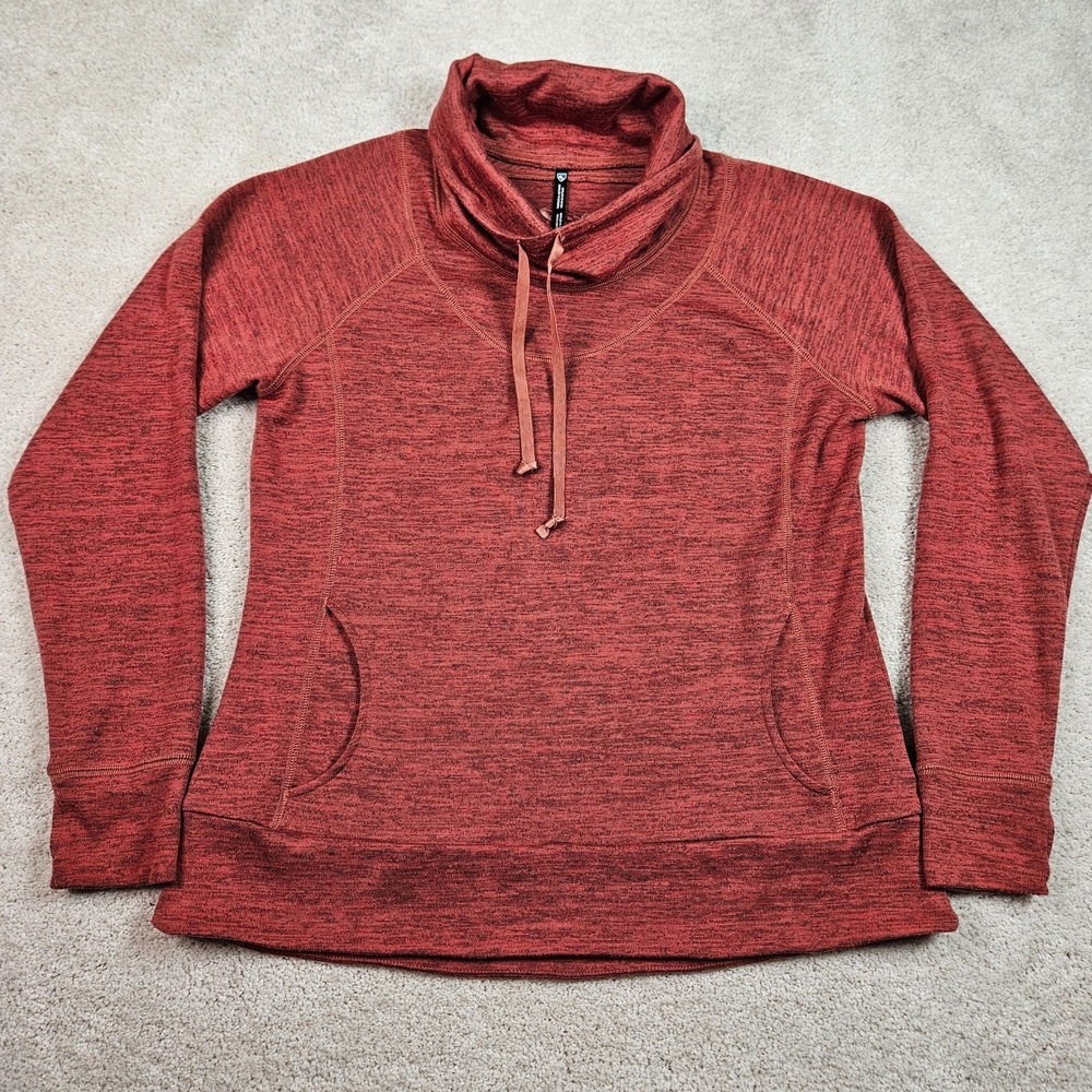 Kuhl Lea Pullover L Red Cowl Neck Gorpcore Hiking Apres Ski Outdoor Thumbholes